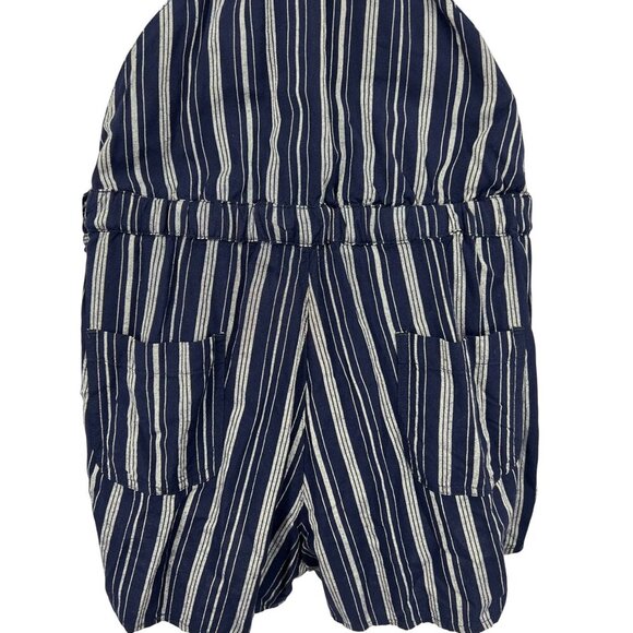 Roxy Sandy Break Stripe Romper Adjustable Strap Blue Shorts Sleeveless NWT New - Picture 2 of 9